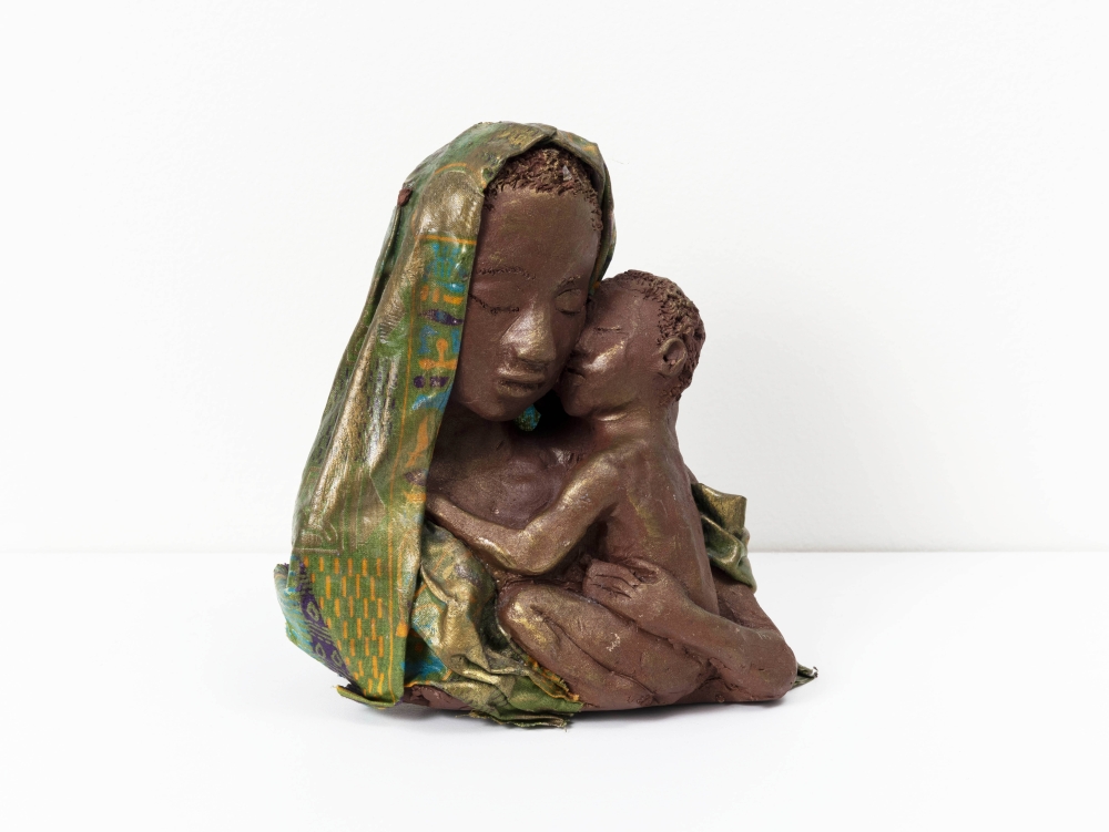 Reverend Joyce McDonald, Covered with Love, 2003, air dry clay, acrylic paint, fabric, glue, nail, 7 1/2 &amp;times; 6 1/2 &amp;times; 5 1/2 in. Courtesy Gordon Robichaux, New York. Photograph by Ruben Diaz.