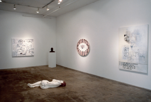 Installation view, Sue Williams, 303 Gallery, New York, May 2-30, 1992.
Courtesy of 303 Gallery.